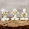 Trio de Buda 15cm Médio Gesso Perolizado - 5