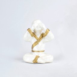 Trio de Buda 15cm Médio Gesso Perolizado - 2