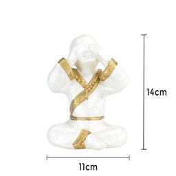 Trio de Buda 15cm Médio Gesso Perolizado - 8