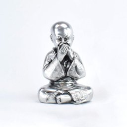 Trio de Buda 15cm Médio Gesso Prata - 2