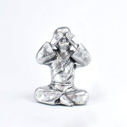 Trio de Buda 15cm Médio Gesso Prata - 3