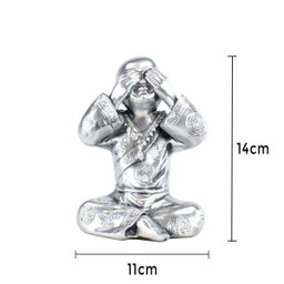 Trio de Buda 15cm Médio Gesso Prata - 6