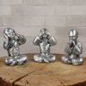 Trio de Buda 15cm Médio Gesso Prata - 5