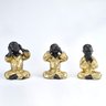 Trio de Buda 15cm Médio Gesso Preto/ouro - 1