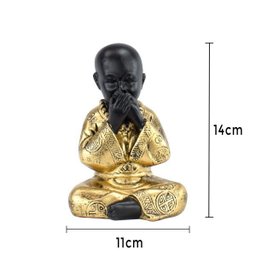 Trio de Buda 15cm Médio Gesso Preto/ouro - 7
