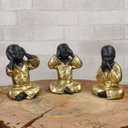 Ver imagem 5 de Trio de Buda 15cm Médio Gesso Preto/ouro
