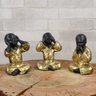 Trio de Buda 15cm Médio Gesso Preto/ouro - 5