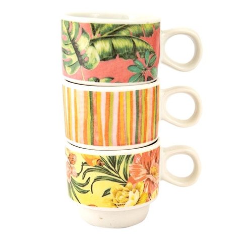 CANECAS EMPILHAVEIS 3 UNIDADES TROPICAL