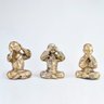 Trio de Buda 15cm Médio Gesso Ferro - 1