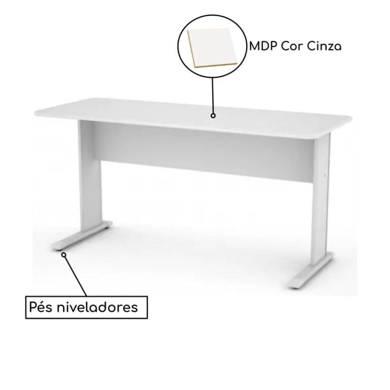 Mesa Escritório 1,20×0,60m – c/ Gavetas – INCOFLEX – CINZA/CINZA – 43084 - 3