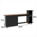 Ver imagem 2 de Conjunto de Escritório 3 Peças Noruega Office Mesa Armário e Aparador - Via Nossa - Preto e Cedro