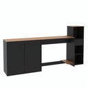 Ver imagem 6 de Conjunto de Escritório 3 Peças Noruega Office Mesa Armário e Aparador - Via Nossa - Preto e Cedro