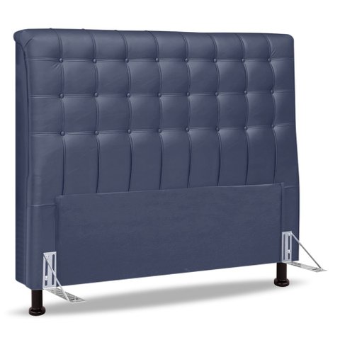 Cabeceira Cama Box Casal Queen Size Ciara 160cm Botonê com Frame Linho Azul - Desk Design