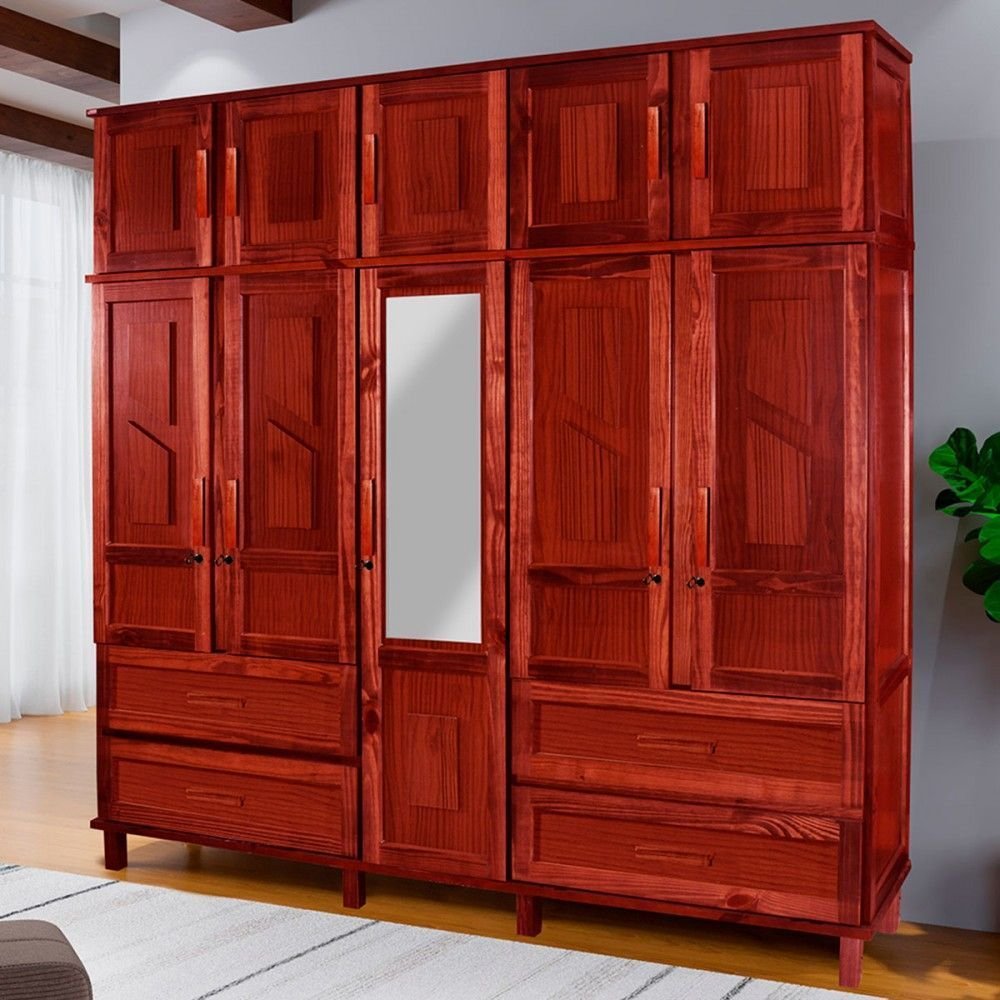 mateil レッドブラウン 1脚 Guarda-roupa Casal Suécia Madeira Maciça 10 Portas 4 Gavetas com