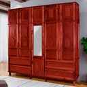 Ver imagem 1 de Guarda-roupa Casal Suécia Madeira Maciça 10 Portas 4 Gavetas com Espelho Mel - Pnr Móveis