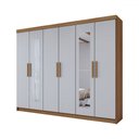 Ver mais imagens de Guarda-roupa Casal Aurora 6 Portas 2 Gavetas com Espelho Marrocos/off White - Panorama Móveis