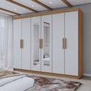 Ver imagem 1 de Guarda-roupa Casal Aurora 6 Portas 2 Gavetas com Espelho Marrocos/off White - Panorama Móveis