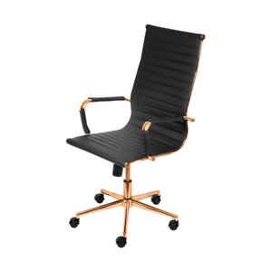 Cadeira de Escritório Giratória Eames Preta - Alta | Rose Gold