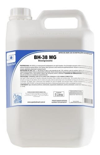 Desengraxante Biodegradavel Alcalino BH-38 MG 5L - Spartan - 1