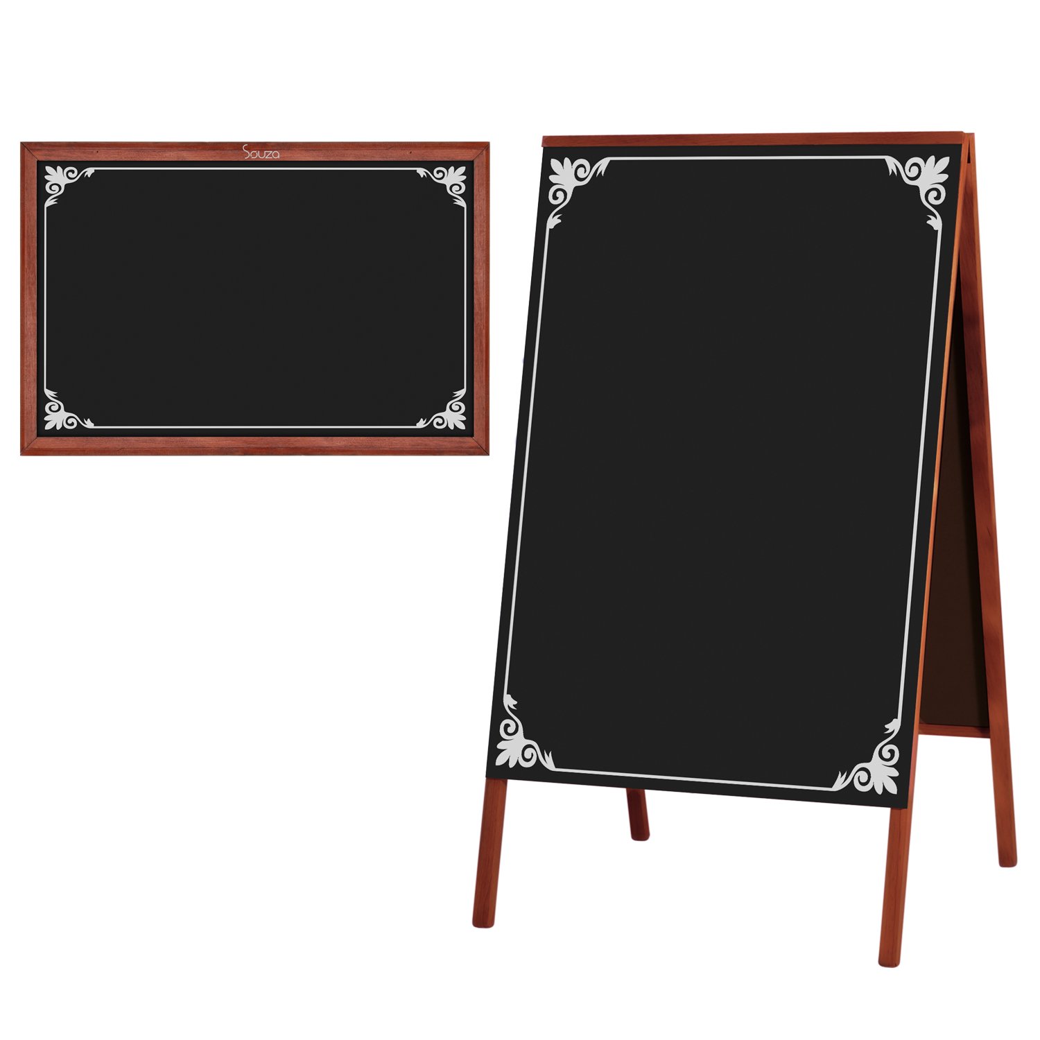 Kit Placa Lousa Quadro Cavalete Calçada 70x50 Cm para Comércio Madeira Mogno Preto Decor 2