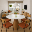 Ver imagem 3 de Mesa de Jantar Cone Freijó - Redonda 90cm - Mármore Espirito Santo