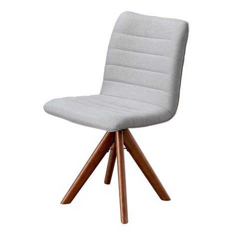 Kit 4 Cadeiras Chanel Giratórias em Madeira Castanho com Linho Alumínio – Exclusiva Linho Alumínio