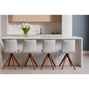 Ver imagem 3 de Kit 4 Cadeiras Chanel Giratórias em Madeira Castanho com Linho Alumínio – Exclusiva Linho Alumínio