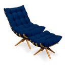 Ver imagem 1 de Poltrona com Puff Giratório Costela Suede Azul Marinho Base Madeira Ma25 D'Rossi