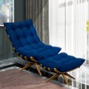 Ver imagem 2 de Poltrona com Puff Giratório Costela Suede Azul Marinho Base Madeira Ma25 D'Rossi
