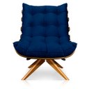 Ver imagem 3 de Poltrona com Puff Giratório Costela Suede Azul Marinho Base Madeira Ma25 D'Rossi