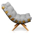 Ver imagem 4 de Poltrona com Puff Giratório Costela Suede Cinza Base Madeira Ma25 D'Rossi