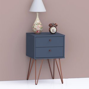 Mesa Cabeceira Retrô Metal Bled Azul Navy - Olivar Móveis