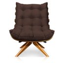 Ver imagem 3 de Poltrona com Puff Giratório Costela Suede Marrom Base Madeira Ma25 D'Rossi