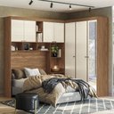 Ver imagem 1 de Quarto Modulado Casal Completo com Espelho 7 Portas 4 Gavetas Lugano Jatoba Areia Santos Andirá