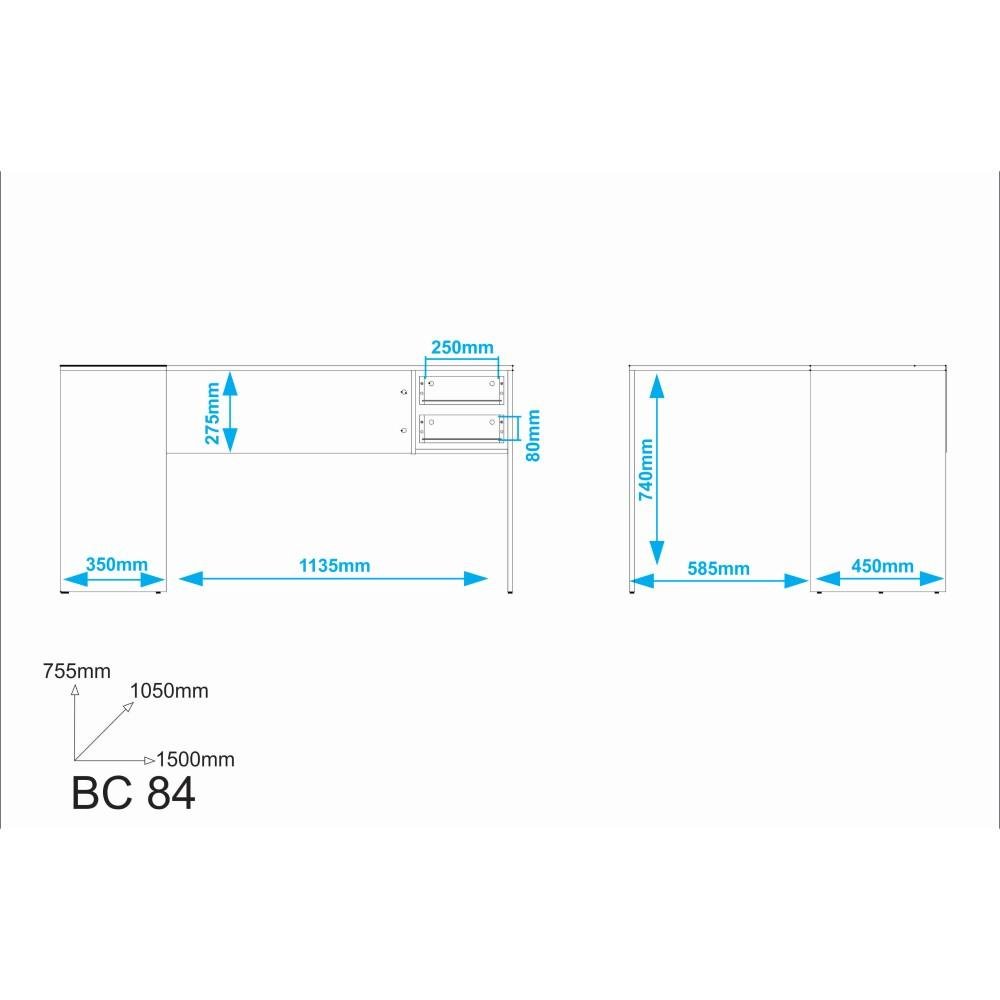Escrivaninha Mesa Computador Em L 150 cm Home Office Branca - 5