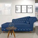 Ver imagem 2 de Divã Chesterfield 1,65M Capitonado com Strass Suede Azul Marinho - D'Rossi