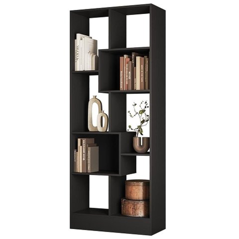 Estante Livreiro 73cm com Nichos Dora Preto Z49 - Mpozenato
