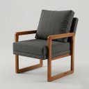 Ver imagem 2 de Kit 2 Poltronas Estofadas em Linho Cinza Escuro para Sala de Estar Pés de Madeira