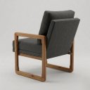 Ver imagem 3 de Kit 2 Poltronas Estofadas em Linho Cinza Escuro para Sala de Estar Pés de Madeira