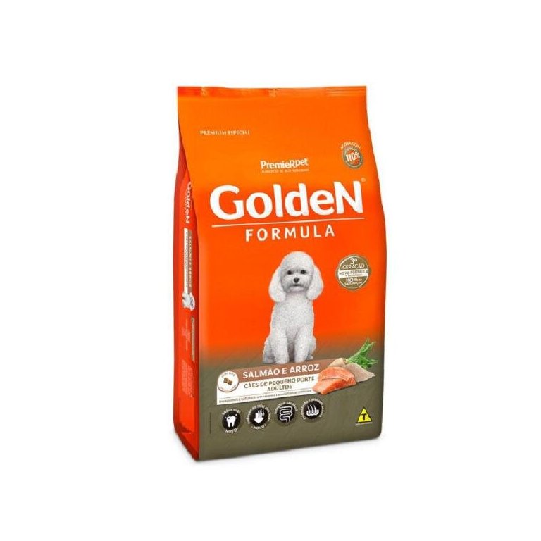 Ração Golden Cães Adultos Mini Bits Salmão E Arroz - 10,1Kg