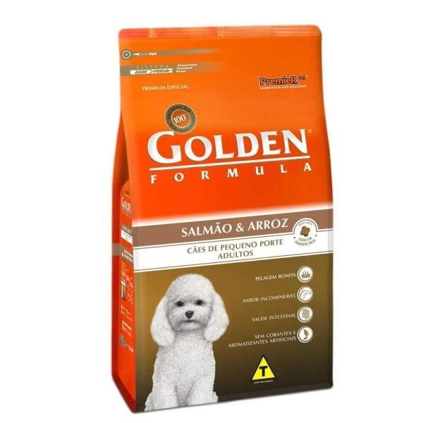 Ração Golden Cães Adultos Mini Bits Salmão E Arroz - 10,1Kg - 2