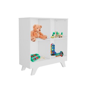 Nicho Organizador Estante Retrô Branco com 4 Compartimentos 2869 para Livros ou Brinquedos