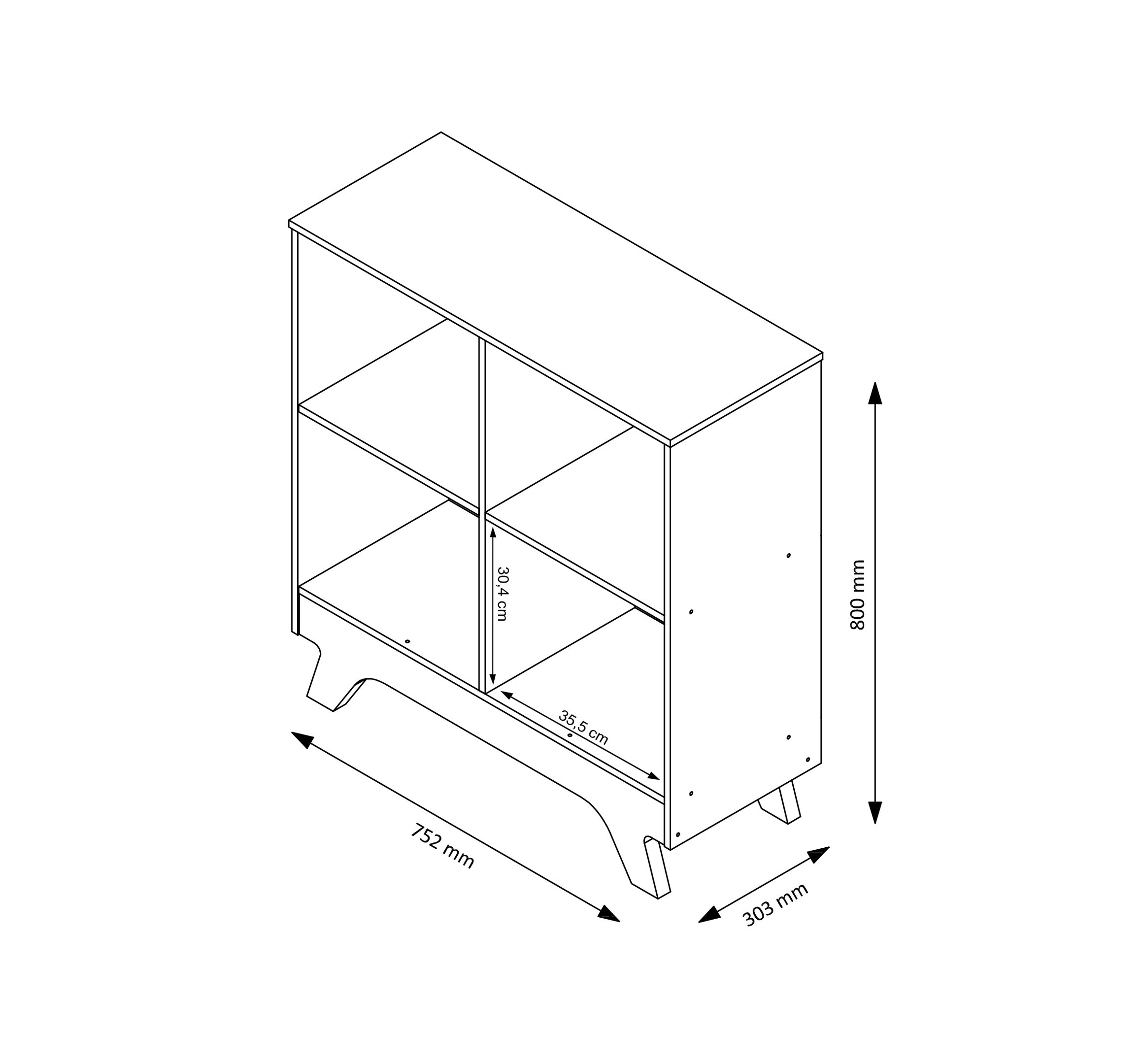 Nicho Organizador Estante Retrô Branco com 4 Compartimentos 2869 para Livros ou Brinquedos - 3