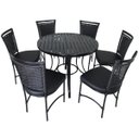 Ver imagem 1 de 6 Cadeiras JK e Mesa com Tampo Ripado em Alumínio para Área, Jardim e Piscina - Mármore
