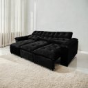 Ver imagem 1 de Sofá Retrátil e Reclinável 2,75m em Tecido Veludo C/ Pillow Nos Braços - Montagem Inclusa:preto