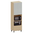Ver imagem 1 de Paneleiro Torre Quente 2 Portas 1 Gaveta Aurora - Pet Cinza Cristal/cinza Cristal
