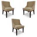 Ver imagem 1 de Kit 3 Cadeiras Decorativas Sala de Jantar Base Fixa de Madeira Firenze Suede Nude/Preto G19 - Gran B