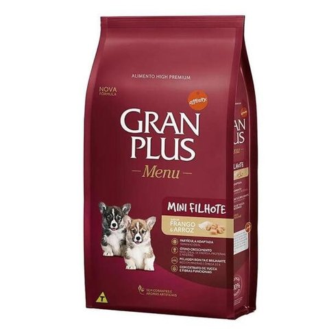 Ração Gran Plus Menu Cães Filhotes Mini Frango Arroz 3Kg