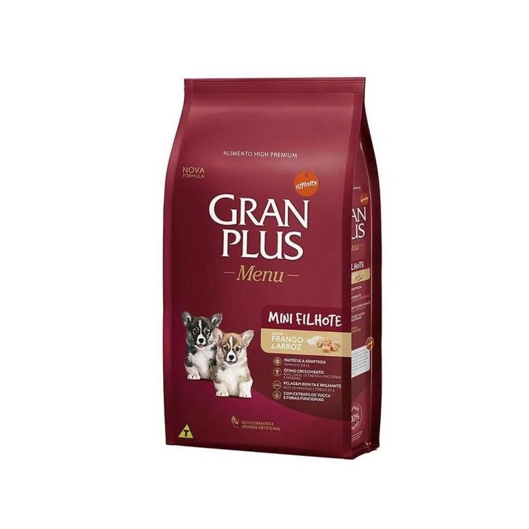 Ração Gran Plus Menu Cães Filhotes Mini Frango Arroz 3Kg