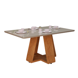 Mesa Jantar Retangular Luxo 120x80 Tampo Off com Vidro Pés Perola - 2